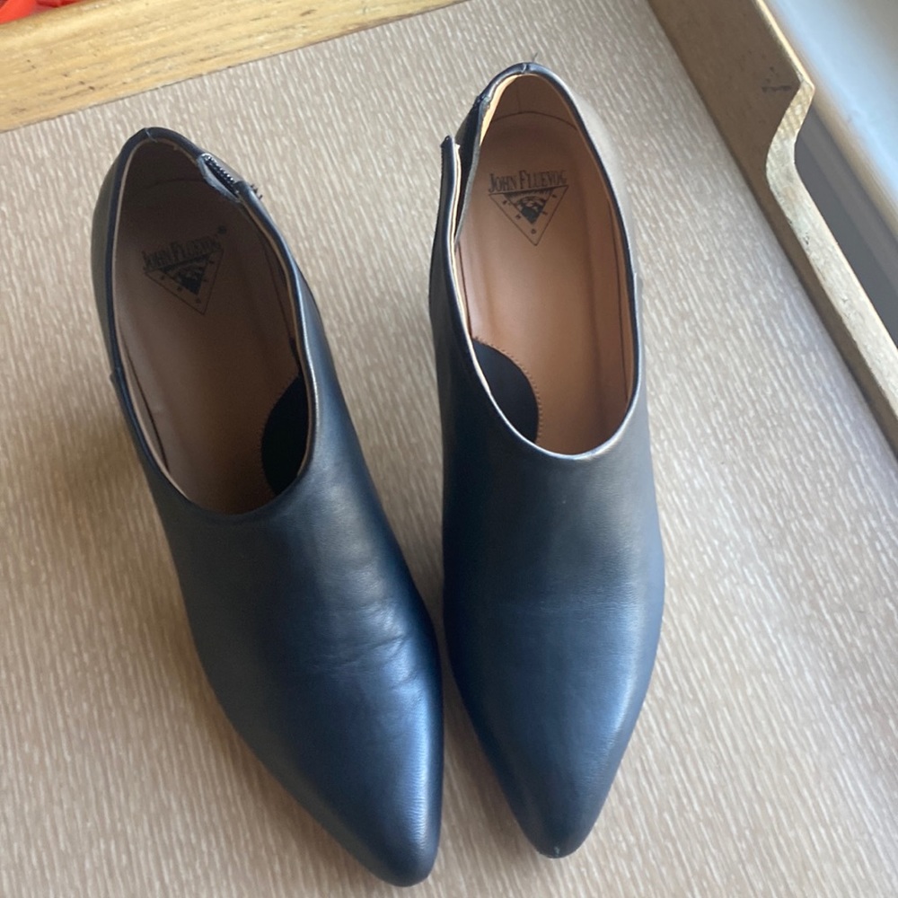 Fluevog black booties. Beautiful condition, ready to wear. 6.5